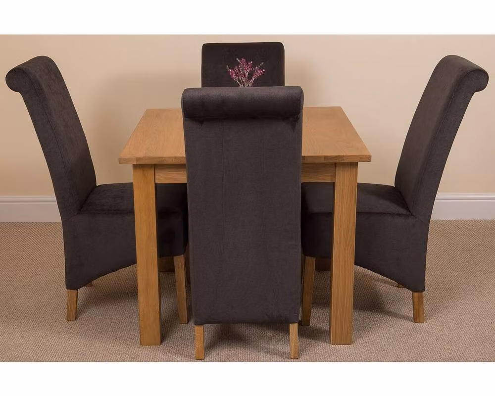 Thats Furniture Oslo Oak Square Dining Table and 4 Black Upholstered Chairs Set, W/D/H: 90 x 90 x 77 cm – 4