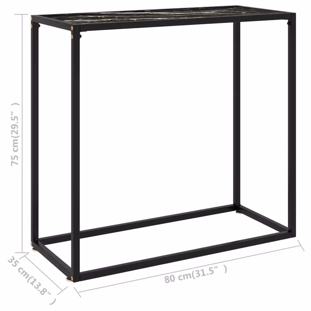 Berkfield Home Modern Black Console Table with Tempered Glass, W/D/H: 80 x 35 x 75 cm – 6