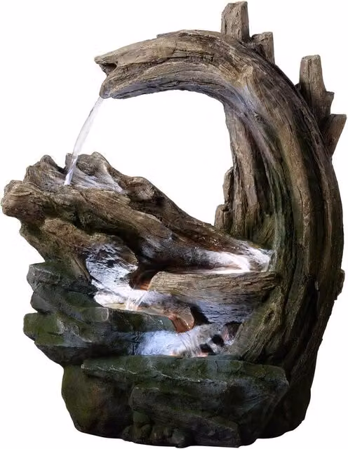 Teamson Home Grey Cascading Outdoor Garden Fountain with LED Lighting and Stone Effect Design, Height: 82 cm – 6