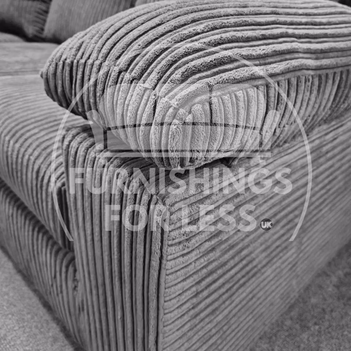 Furnishings For Less UK Delta 5 Seater L-Shape Corner Sofa in Grey Jumbo Cord, Right Hand Facing – 2