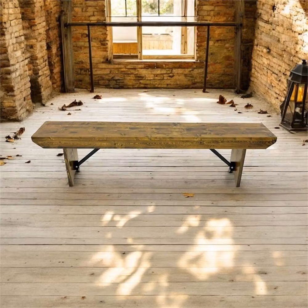 SPETLEK Rustic Wooden Garden Bench in Brown – 2