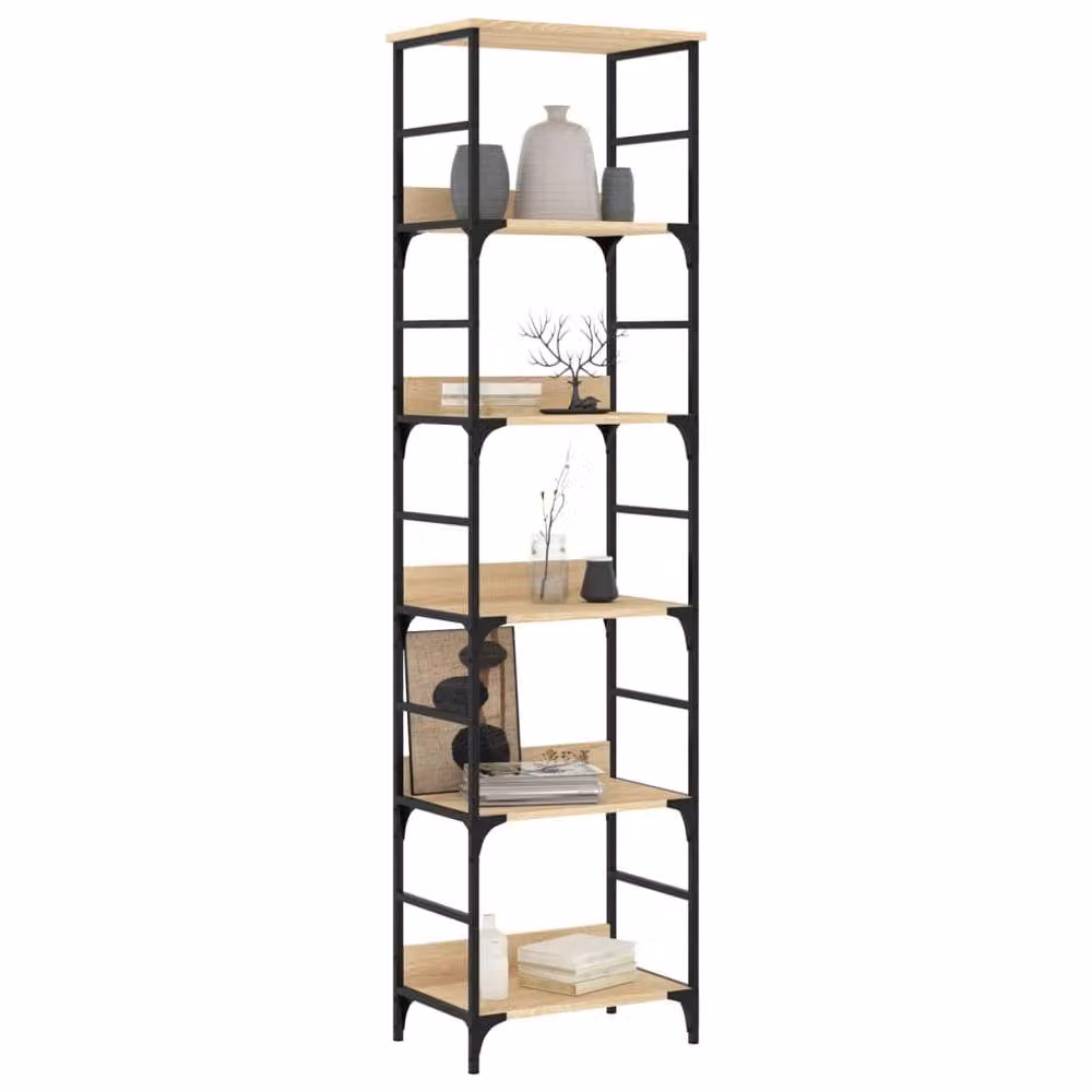 Berkfield Home Sonoma Oak Bookshelf in Brown, W/D/H: 50 x 33 x 188.5 cm – 3