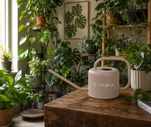 Simpa Metal Watering Can with Long Spout, 1.1 l, Matt Mushroom – 4