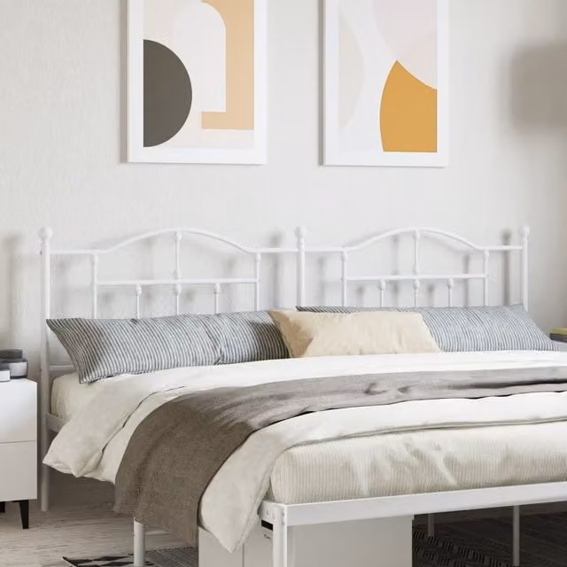 Berkfield Home Classic Metal Headboard in White, 193 cm – 1