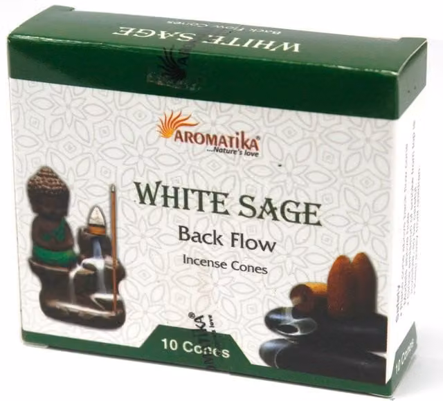 Aromatica Sage Backflow Incense Cones, Green