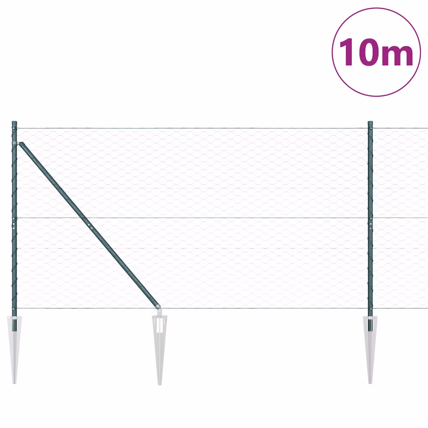 Berkfield Home Hexagon Steel Fence, Green, H: 120 cm x W: 10 m – 3