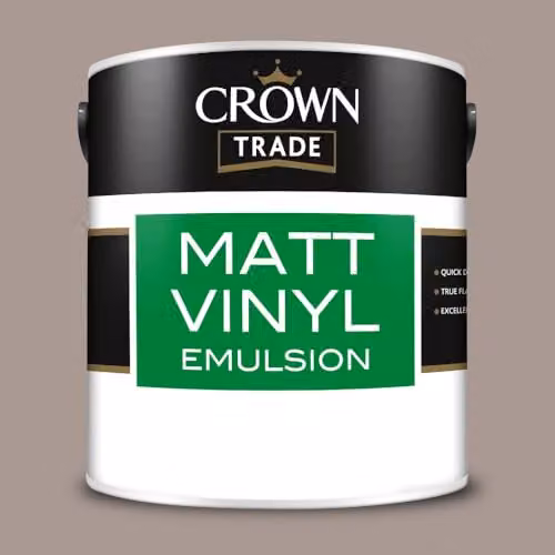 Crown Trade Matt Vinyl Dispersion Paint in Crushed Chocolate, Brown and Multicolour, 2.5 l – 2