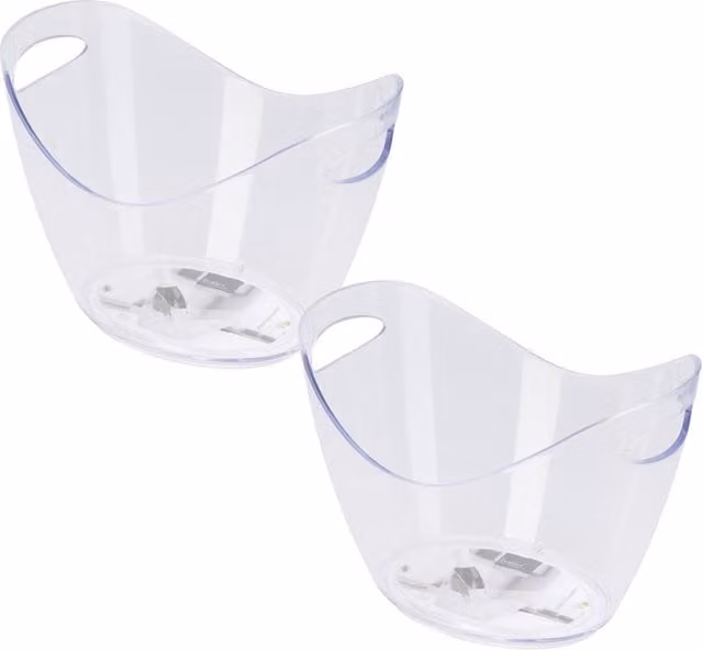 SPETLEK Pack of 2 Transparent Plastic Champagne Buckets in Beige