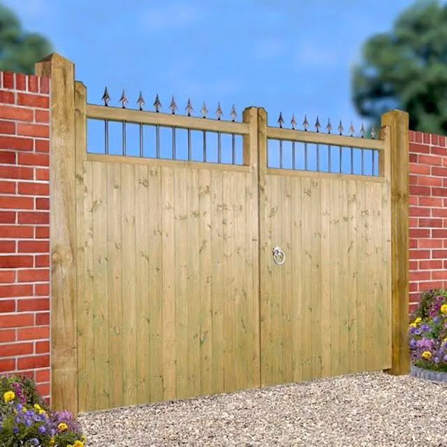 Burbage Iron Craft Hampton Tall Double Driveway Gate, Brown, W: 270 cm, H: 180 cm