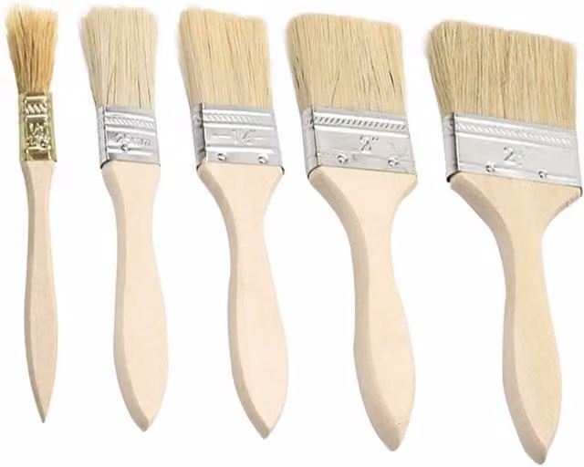 Kelvenix 50 Pack Disposable Economy Flat Synthetic Paint Brushes in Beige, W: 52 mm x H: 52 mm