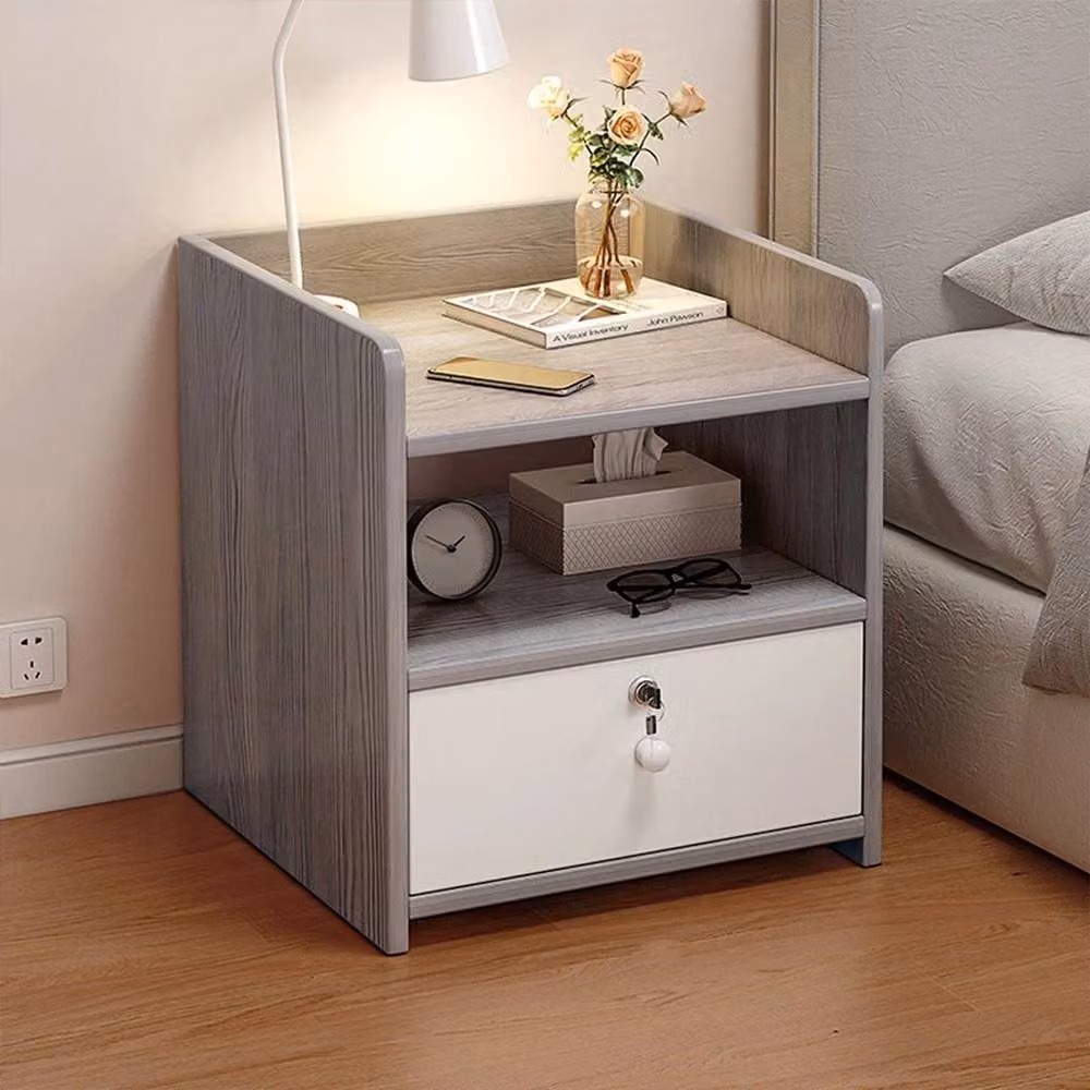 Ventryn Grey Bedside Cabinet with Drawer and Storage Space – 3