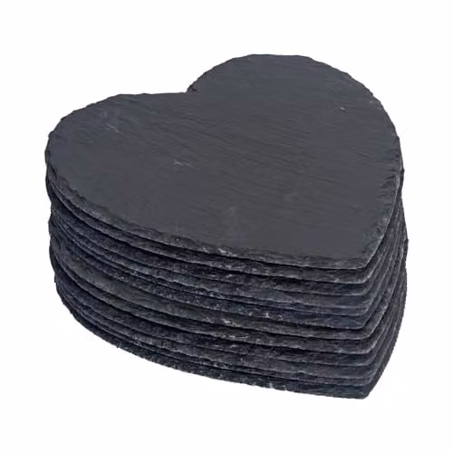 Argon Tableware Heart Slate Placemats, Black Natural Stone, Pack of 12, W: 25 cm
