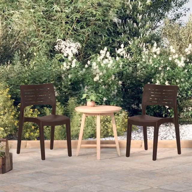 Berkfield Home Set of 2 Modern Brown Polypropylene Garden Chairs