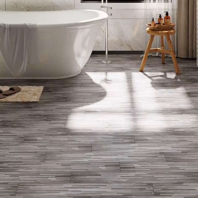 Darphe 36-Piece Self-Adhesive Wood-Look PVC Flooring Planks in Brown and Grey