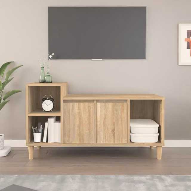 Berkfield Home Sonoma Oak TV Cabinet in Brown, W/D/H: 100 x 35 x 55 cm – 1