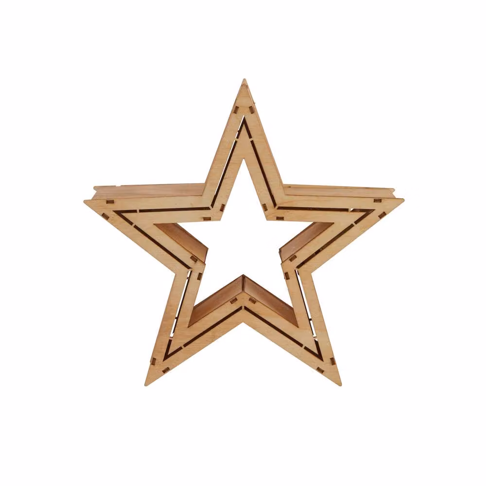 Lighting Collection Christmas Star Tabletop Lamp in Brown Wood – 2