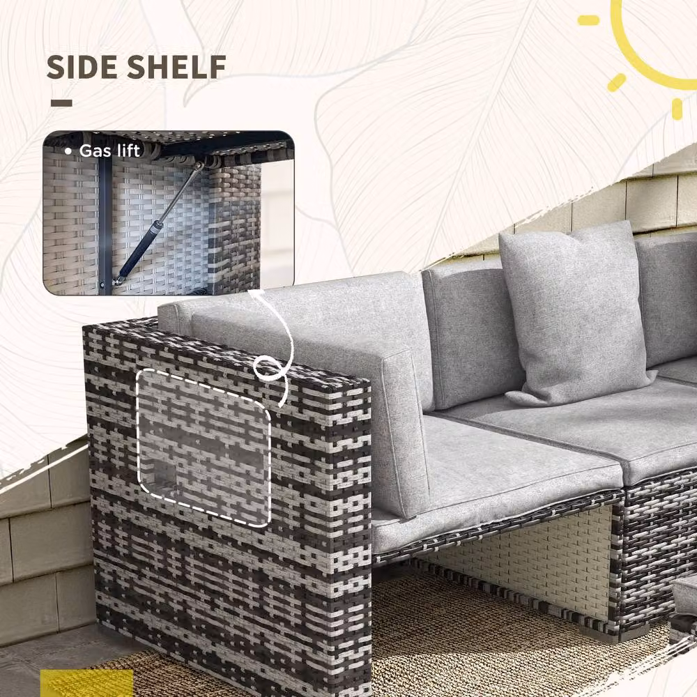 STILVORA 7-Piece Modern Sofa Set with Glass-Top Table in Grey – 4