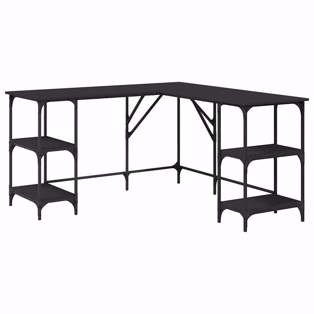 Berkfield Home Decorative Black Square Desk in Engineered Wood, W/D/H: 139 x 139 x 75 cm – 3