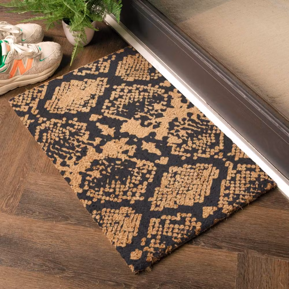 Artsy Mats Snake Print Coir Doormat in Black, W: 60 cm, D: 40 cm – 2
