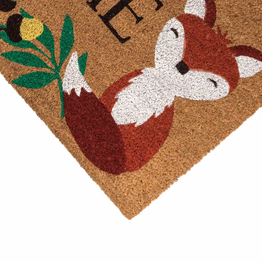JVL Fox Welcome Home Coir Doormat with PVC Backing, Brown and Multicolour, W: 45 cm, D: 75 cm – 3