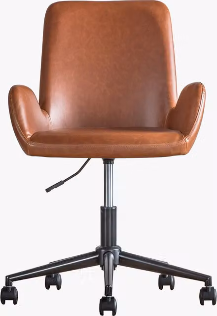 Perch & Parrow Modern Brown Synthetic Leather Swivel Task Chair with Armrests