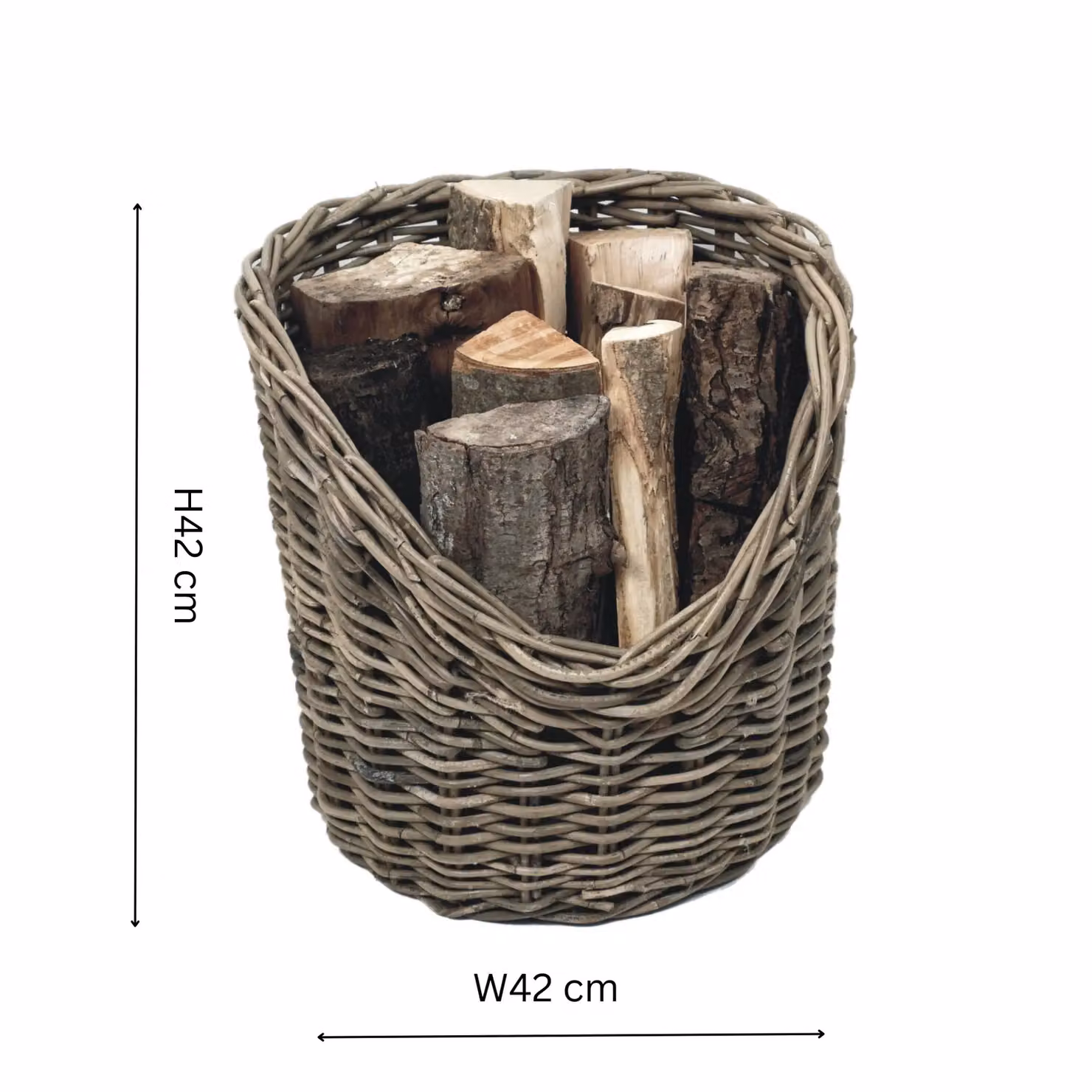 Ivyline Open Weave Wicker Log Basket in Natural Brown, H: 42 cm, D: 42 cm – 3