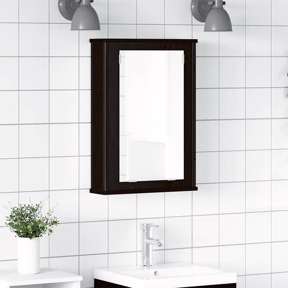 Berkfield Home Sturdy Black Oak Bathroom Mirror Cabinet, W/D/H: 42 x 12 x 60 cm – 2