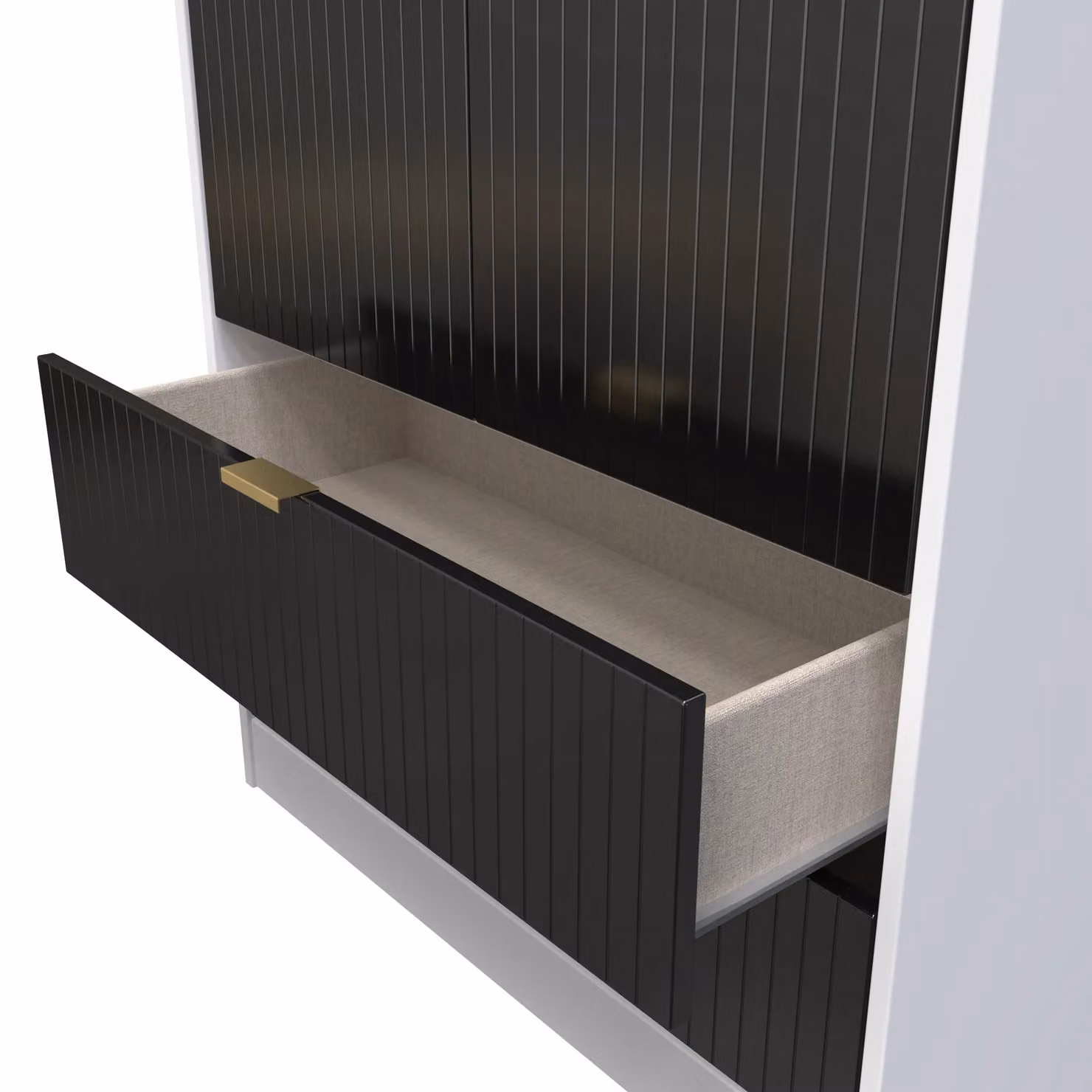 2 U Bexley Ready Assembled 2 Door 2 Drawer Wardrobe in True Black with Gold Metal Details and Mirror – 4