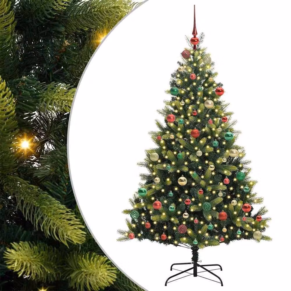 Berkfield Home Artificial Hinged Christmas Tree with 300 LEDs, Green, Height: 180 cm – 2