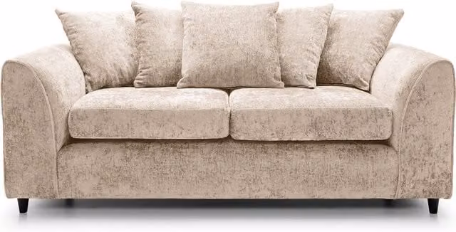 Abakus Direct Harriet 3 Seater Crushed Chenille Sofa in Beige and Yellow