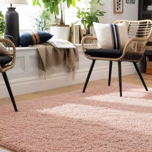 Kukoon Blush Pink Shaggy Rug, Soft Plush Pile Rectangular Carpet, W: 160 cm, L: 230 cm – 1