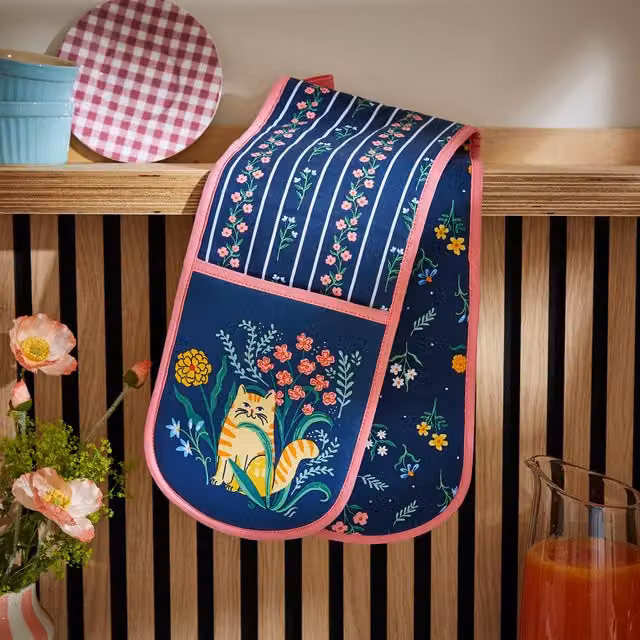 Ulster Weavers Marmalade Meadow Double Oven Glove in Navy Blue Cotton
