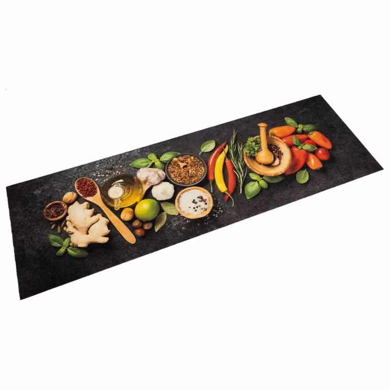 Berkfield Home Spices Washable Velvet Kitchen Rug, Black, W: 60 cm, L: 180 cm