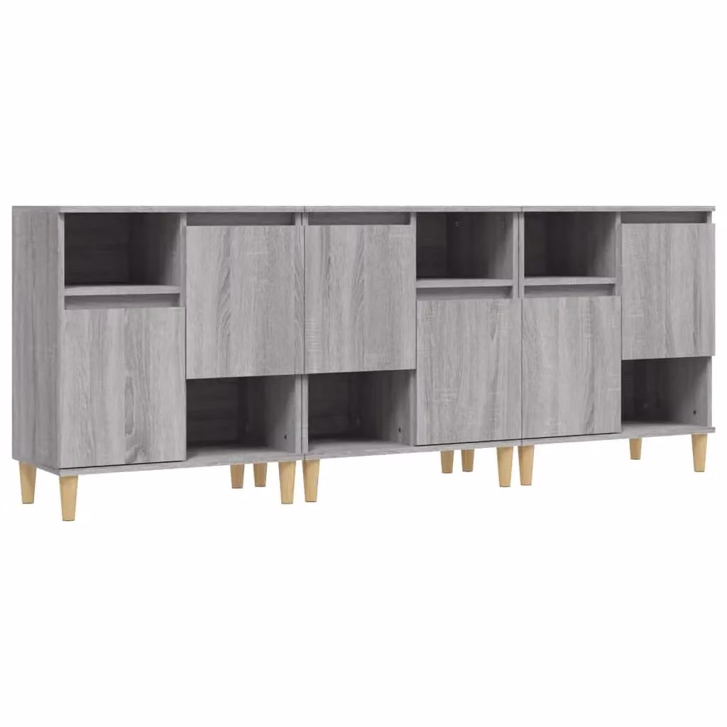 Berkfield Home 3-Piece Sideboard Set in Grey Sonoma, Engineered Wood, W/D/H: 60 x 35 x 70 cm – 2