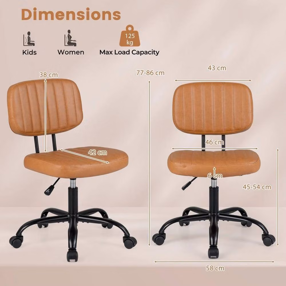 Kelvenix Brown PU Leather Swivel Task Chair for Home Office – 2
