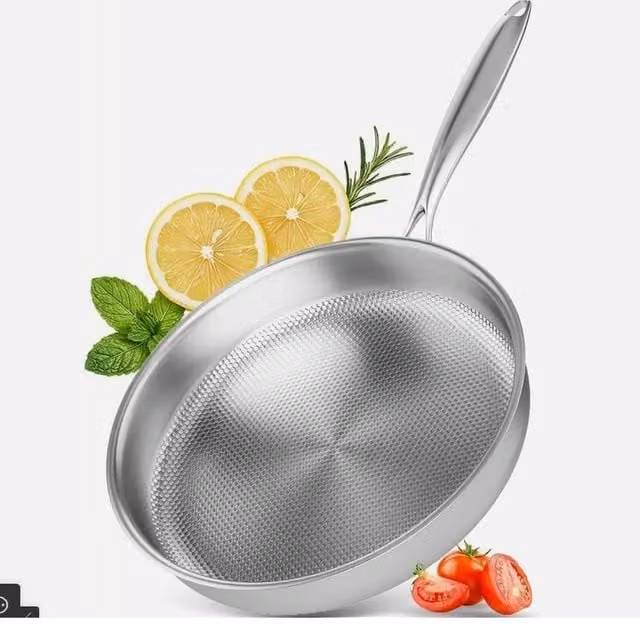 PAWNORA 410 Stainless Steel Non-Stick Frying Pan, Silver – 1