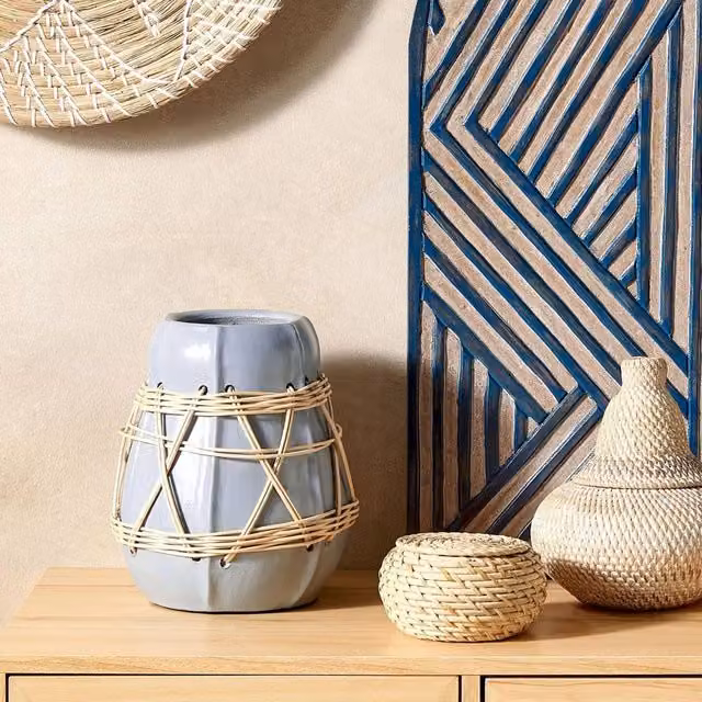 Wyld and Coco Blue Ceramic Decorative Tabletop Vase