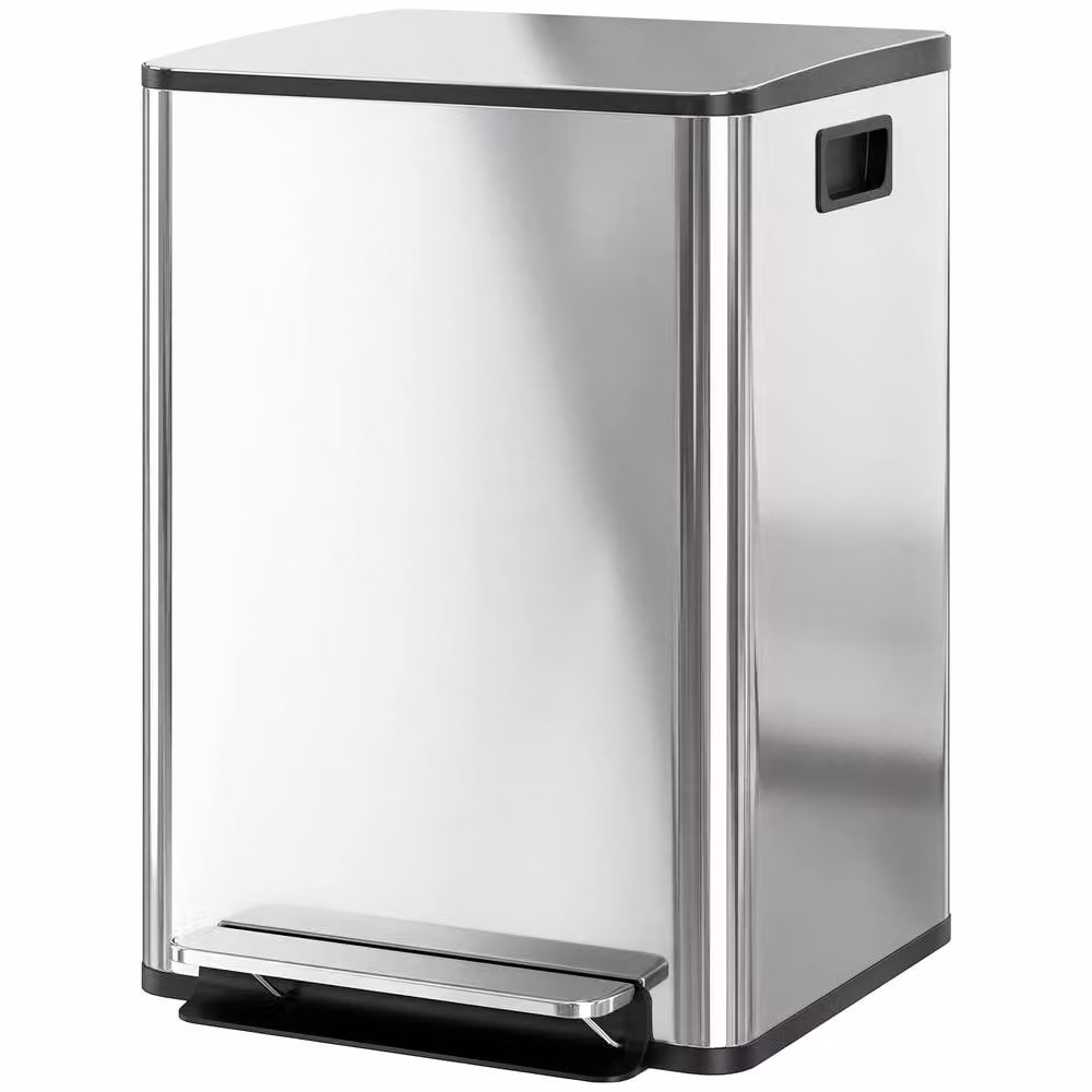 STILVORA 40L Dual Compartment Stainless Steel Kitchen Pedal Bin with Soft-Close Lid in Silver – 2