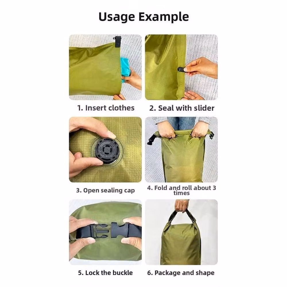 NESTLUNE Green Reusable Hand Roll Vacuum Bags for Dustproof Luggage Storage – 4