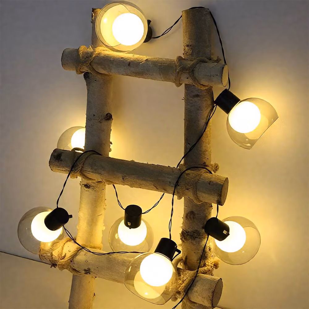 Bright Zeal Battery-Operated LED String Lights with 10 Warm White Plastic Globe Spheres and Timer, Black, Length: 2.3 m – 2