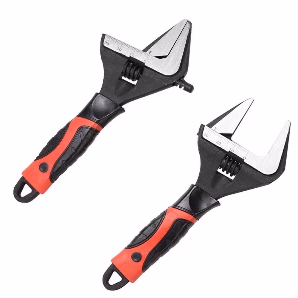 SPETLEK Heavy Duty Adjustable Extra Wide Jaw Wrench Spanner, 6 inch, 0-30mm, Black and Multicolour, Length: 52 cm – 2
