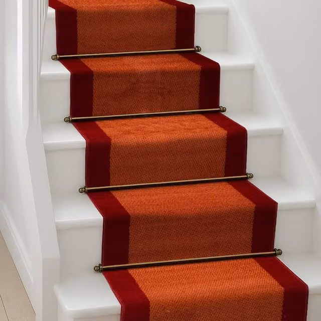 Bravich LTD Bordered Traditional Hallway Runner Rug in Terracotta, Non-Slip Low Pile, W: 60 cm, L: 180 cm – 1