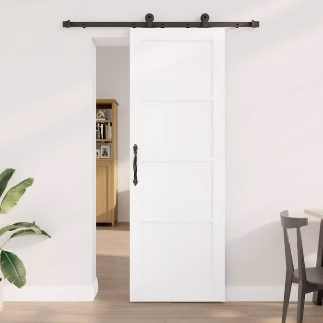 Berkfield Home Orkdal White Lacquered Solid Wood Pine Sliding Door with Hardware Set