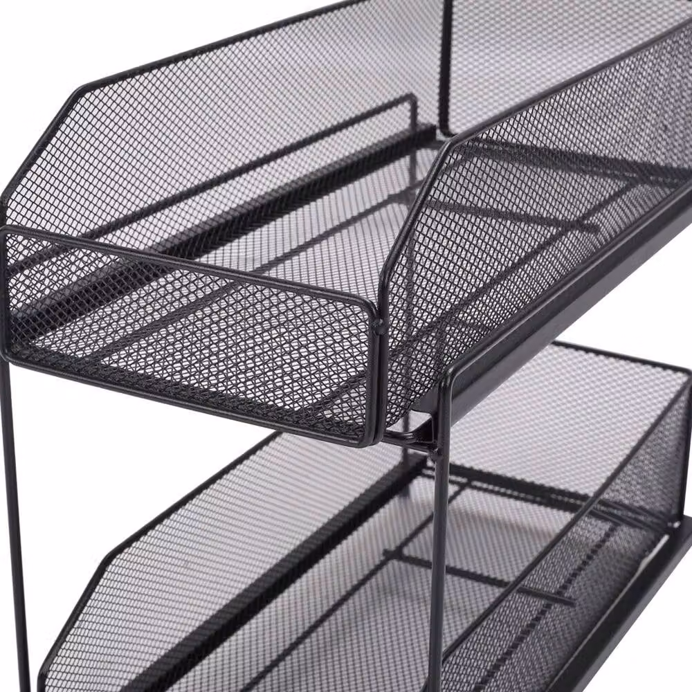 VOGREX Pull Out Under Sink Storage Organiser Rack with Baskets, Black – 6