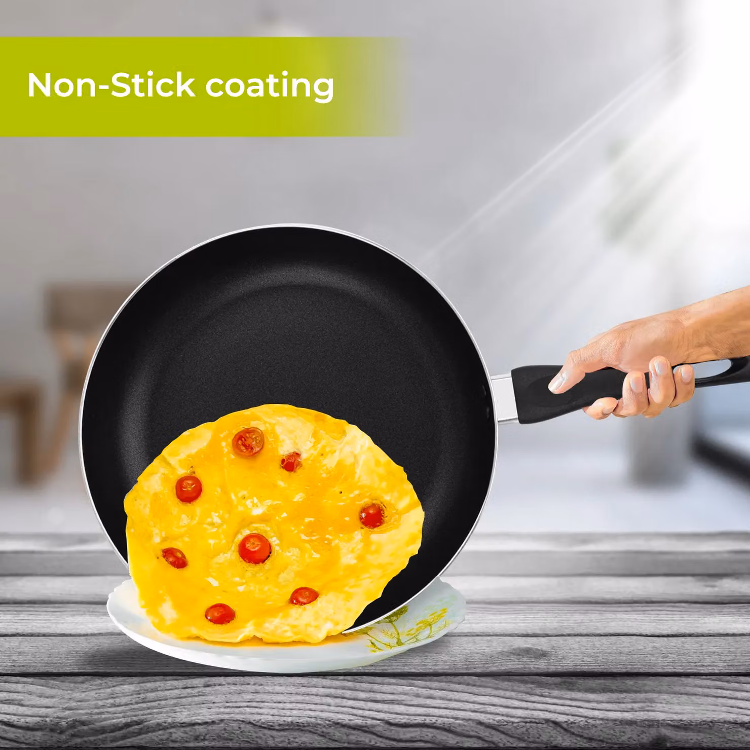Royalford Non-Stick Aluminium Frying Pan, Black, Small – 3