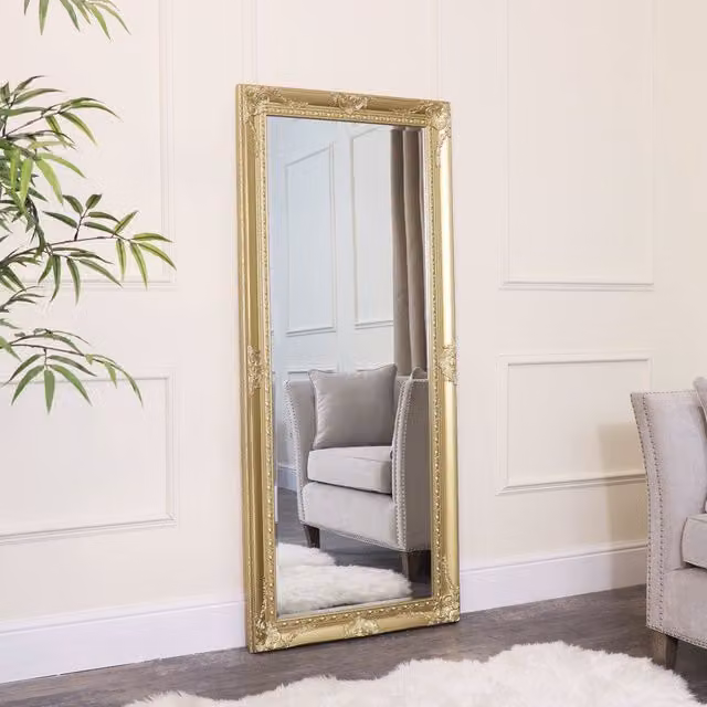 Melody Maison Large Ornate Gold Wall and Floor Mirror, W: 76 cm, H: 176 cm