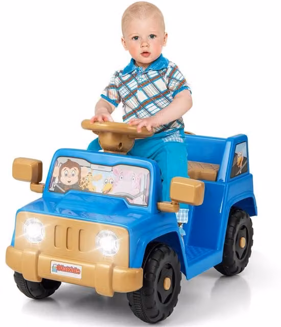 Costway Blue Electric Ride On Car Toy with Light and Sound and Rechargeable Battery