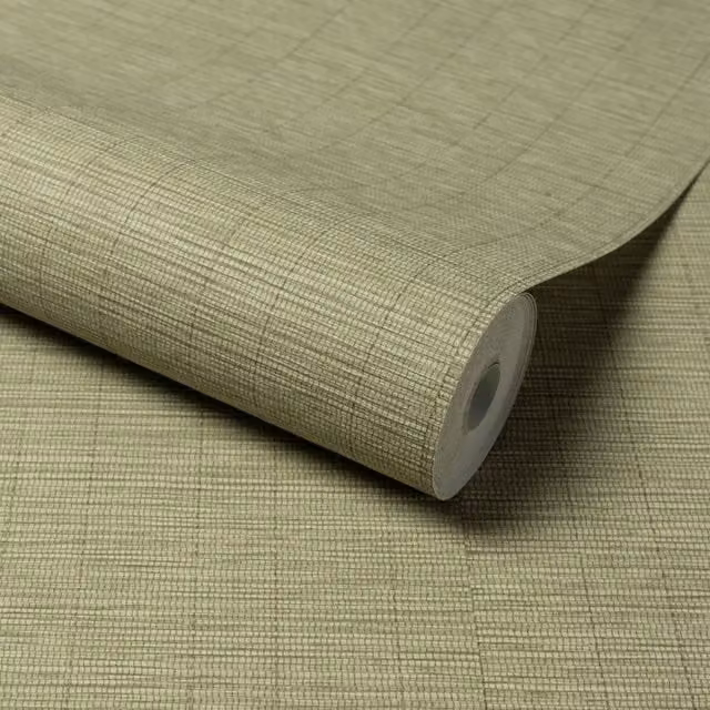 Grandeco Green Stitched Bamboo Grasscloth Textured Wallpaper