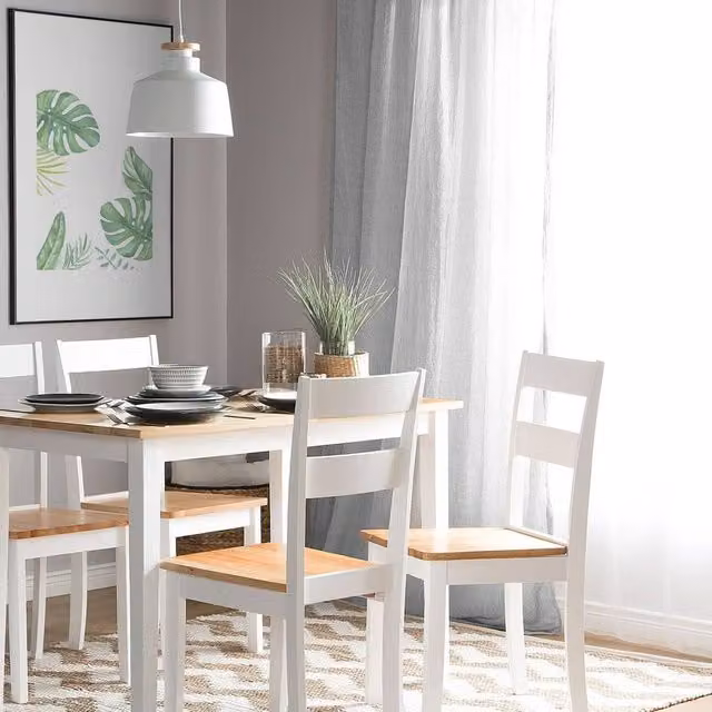 Wyld and Coco Set of 2 White Rubberwood Slat Back Dining Chairs in Cottage Style – 1