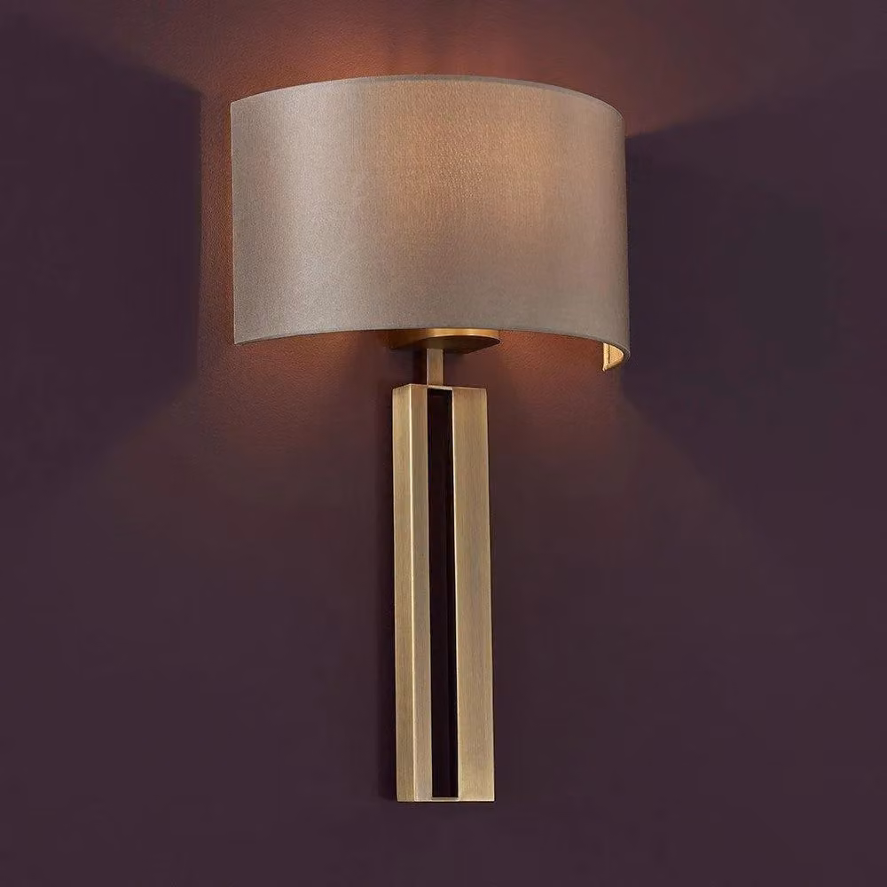 Netlighting MACERATA Dimmable Contemporary Fabric Wall Lamp in Yellow and Gold/Brass